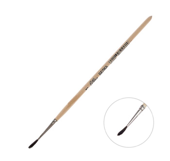 Кисть Белка круглая № 1 (диаметр обоймы 1 мм; длина волоса 10 мм), деревянная ручка, Calligrata - фото 6630